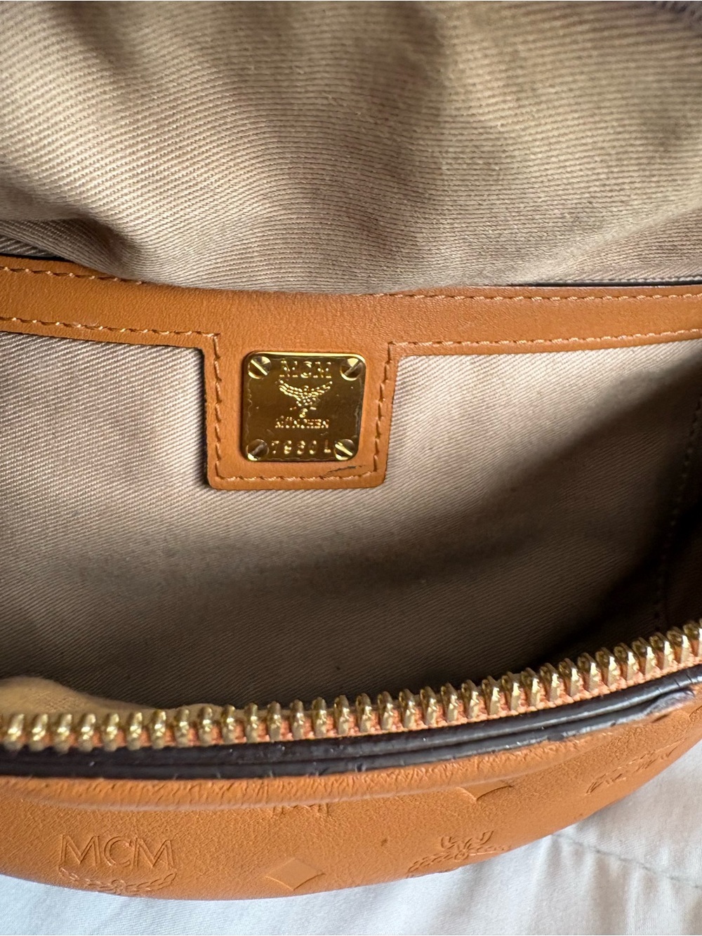 MCM Cognac Embossed Visetos Belt Bag with Gold Hardware - Picture 4 of 4